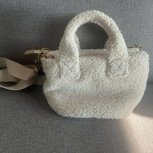 Cozy White Sherpa Cross Body Bag
